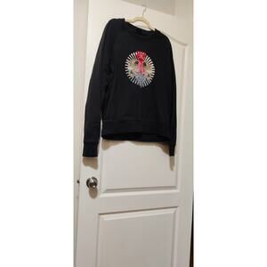 Just Cavalli Black Crew Neck Sweatshirt with Duo Leopards Print Size L Luxury